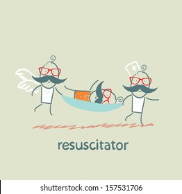 resuscitator carry on a stretcher patient