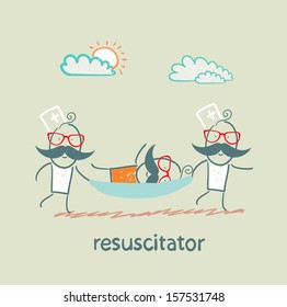 resuscitator carry on a stretcher patient