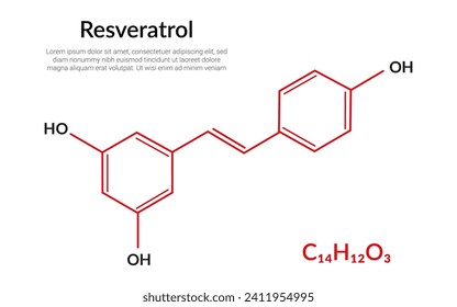 Resveratrol molecular structure formula suitable for education or chemistry science content. Vector illustration.