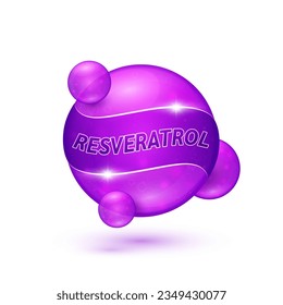 Resveratrol natural extracts purple fruit and vegetable. Vegan food high in vitamins minerals antioxidants fibre. Phytochemical or Phytonutrients beneficial for health immune healthy. Icon 3d vector.