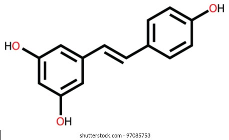 Resveratrol structural formula. It is the constituent of red grapes and wine.