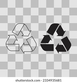 Resycle cymbol vector icon. line and fill transparency background