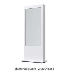 Retail advertise or information outdoor stand display, vector mockup 3D. Lightbox stand with display in frame, advertising billboard or info screen kiosk or ad POS stand and promotion light box mockup