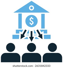 Retail banking icon vector for personal banking, savings, and customer account services. Ideal for financial institutions, everyday banking visuals, and customer transaction designs.