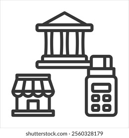Retail Banking Outline Icon Vector Illustration