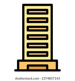 Retail building icon outline vector. Business center. Modern city color flat