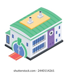 Diseño de icono isométrico de edificio comercial