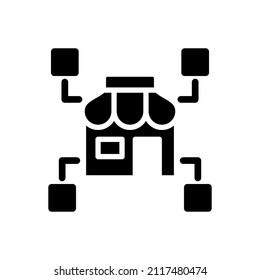 Retail business data mining black glyph icon. Financial information for entrepreneurs. Analyzing and gathering data set. Silhouette symbol on white space. Vector isolated illustration