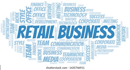Retail Business word cloud. Collage made with text only.