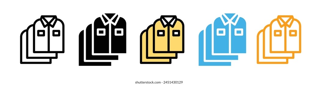 Retail Clothing Stack Icon with Folded Shirts and Apparel