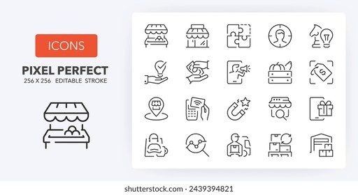 Retail commerce. Outline symbol collection. Editable vector stroke. 256x256 Pixel Perfect scalable to 128px, 64px...