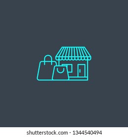 retail concept blue line icon. Simple thin element on dark background. retail concept outline symbol design. Can be used for web and mobile UI/UX
