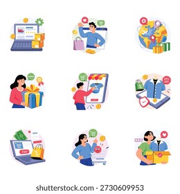 Retail Concepts Estilo de ilustrações conjunto 3
