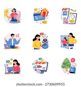 Retail Concepts Style illustrations set 6