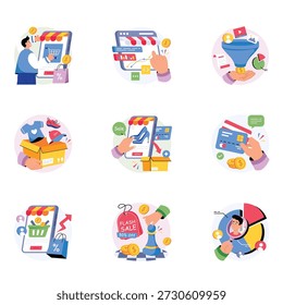 Retail Concepts Style illustrations set 5