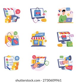 Retail Concepts Ilustrações de estilo conjunto 1