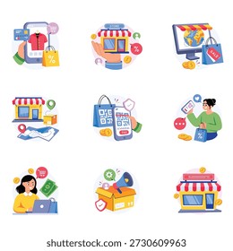 Retail Concepts Style illustrations set 4