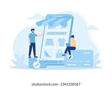 Retail discount and online shop payment method trending concept flat illustration