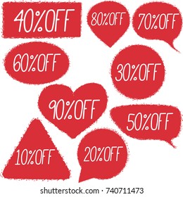 Retail discount proposition stickers set