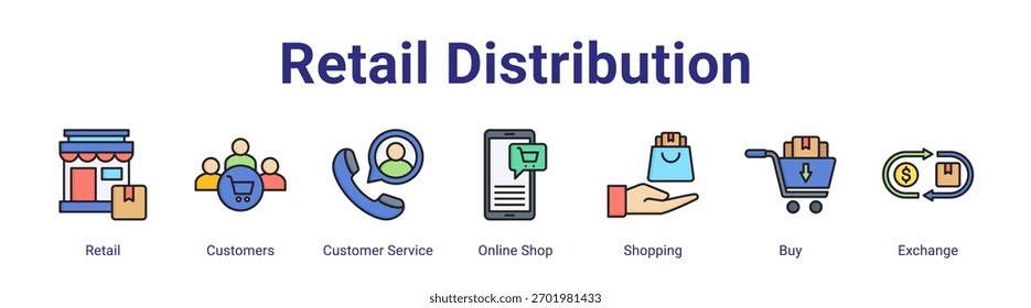 Retail Distribution web banner icon element for design in a collection