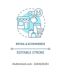 Retail and ecommerce turquoise concept icon. Version control system end user industry abstract idea thin line illustration. Isolated outline drawing. Editable stroke. Arial, Myriad Pro-Bold fonts used