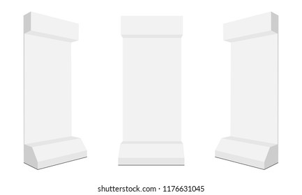 Retail floor standing display rack for sale mobile phone accessories. POS showcase isolated on white background. Vector illustration