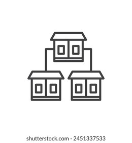 Retail Franchise Network Icon Set with Shop and Outlet Symbols