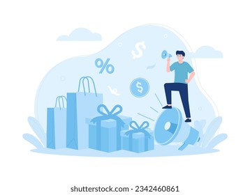 Retail giftaway trending concept flat illustration