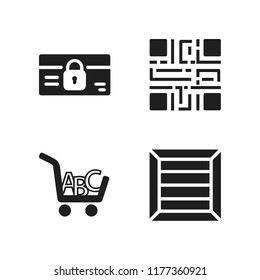 retail icon. 4 retail vector icons set. qr code, school cart and credit card icons for web and design about retail theme