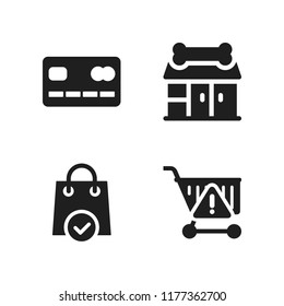retail icon. 4 retail vector icons set. shopping bag, shopping cart and credit card icons for web and design about retail theme