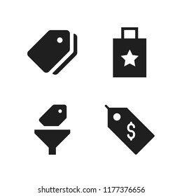 retail icon. 4 retail vector icons set. gift bag and tag icons for web and design about retail theme