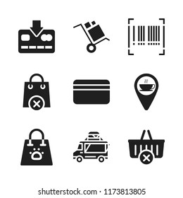 retail icon. 9 retail vector icons set. food truck, pet shop and credit card icons for web and design about retail theme