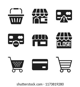 retail icon. 9 retail vector icons set. credit card, supermarket and shop icons for web and design about retail theme