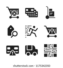retail icon. 9 retail vector icons set. credit card, food truck and qr code icons for web and design about retail theme