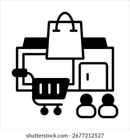 Icono de venta al por menor en Ilustración vectorial de estilo negro