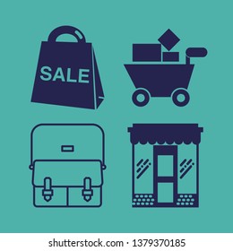 retail icon set with sale bag, bag and shopping cart vector illustration