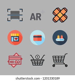 retail icon set. vector set about templates, debit card, credit card and augmented reality icons set.