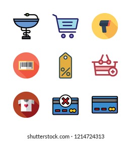 retail icon set. vector set about shopping cart, scanning, pharmacy and shirt icons set.