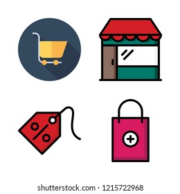 retail icon set. vector set about carts, shop, shopping bag and tag icons set.