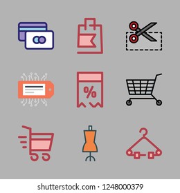 retail icon set. vector set about tag, coupon, credit card and hanger icons set.