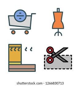 retail icon set. vector set about mannequin, shopping cart, hanger and coupon icons set.