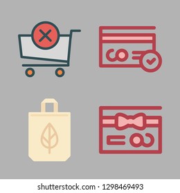 retail icon set. vector set about gift card, shopping cart, credit card and shopping bag icons set.