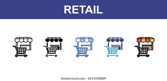  Retail  icon sets with five styles
