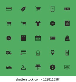 retail icon. retail vector icons set t shirt, shop, sale ticket and free delivery