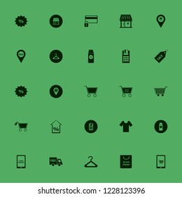 retail icon. retail vector icons set pack milk, shop, sale shopping cart and hanger