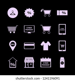 retail icon. retail vector icons set cyber monday computer, pack milk, mobile shopping and sale location