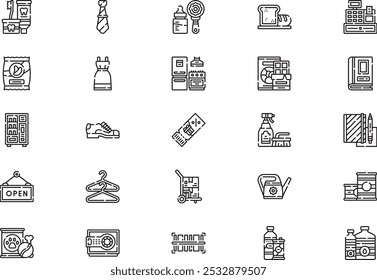 Retail icons collection is a vector illustration with editable stroke.