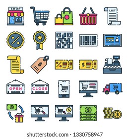 Retail icons pack. Isolated retail symbols collection. Graphic icons element