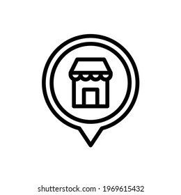 Retail location pin icon with line style. Placeholder vector icon