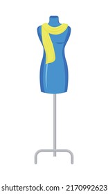 Mannequina de venta al por menor para mostrar un objeto vector de color semisplano de bufanda. Merchandising visual. Elemento de tamaño completo sobre blanco. Ilustración simple de estilo de dibujos animados para diseño gráfico web y animación